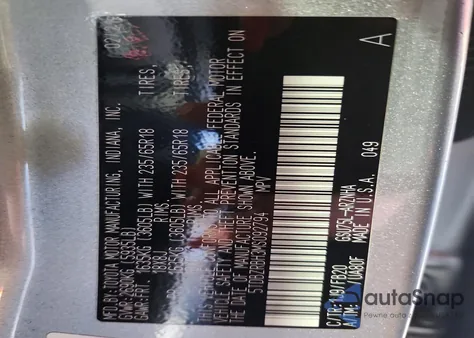 2021 Toyota Highlander L z USA, uszkodzony, nr VIN 5TDBZRBH3MS092794